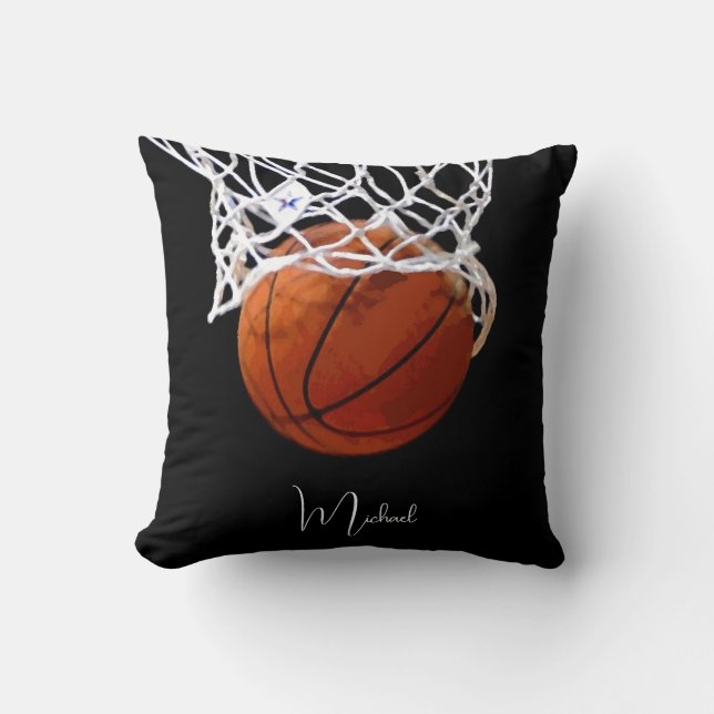 Basketball Your Name Throw Pillow (Front)