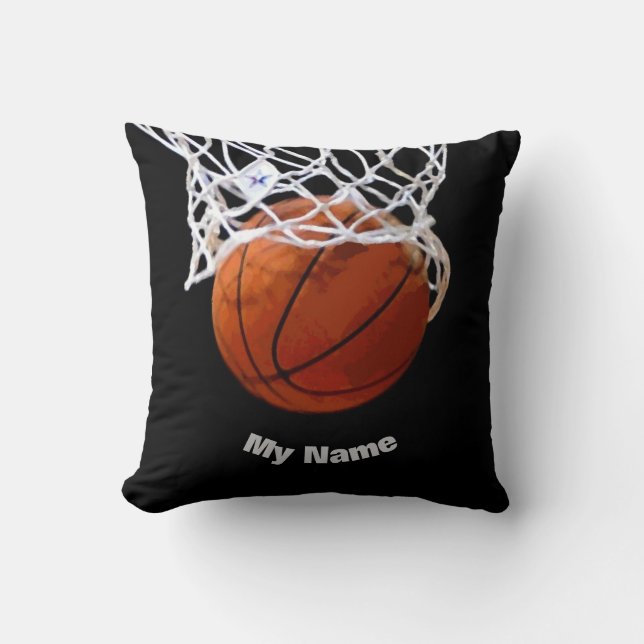 Basketball Your Name Throw Pillow (Front)