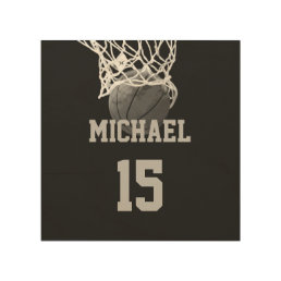 Basketball Your Name Wood Wall Art