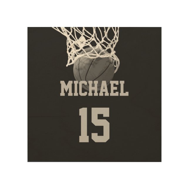 Basketball Your Name Wood Wall Art (Front)