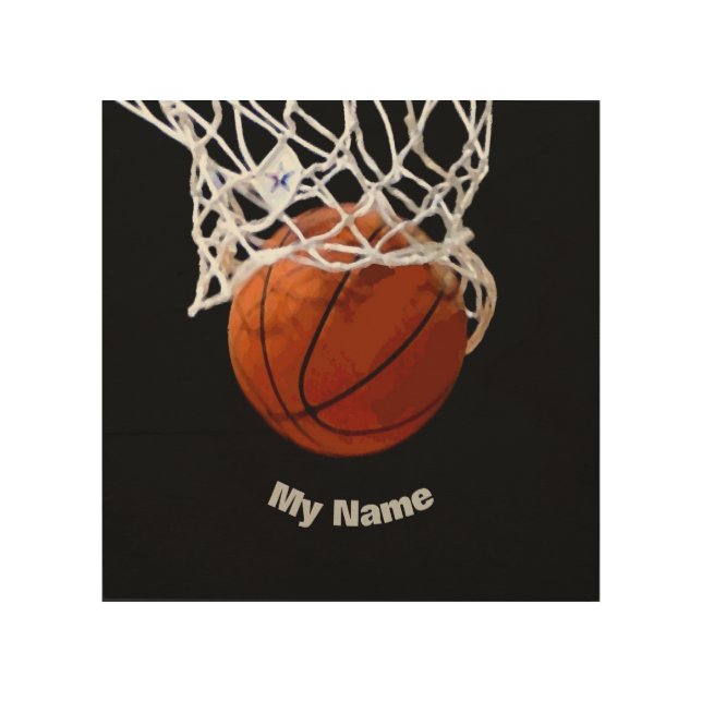 Basketball Your Name Wood Wall Art (Front)
