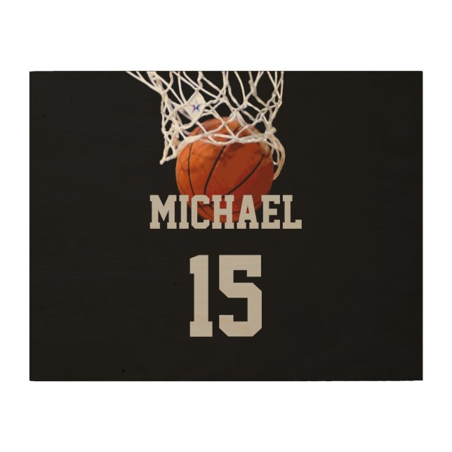 Basketball Your Name Wood Wall Art (Front)