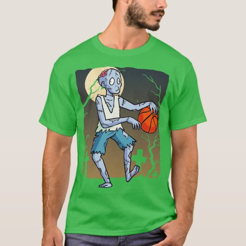 Basketball Zombie Zombie Playing Basketball Sport T_Shirt