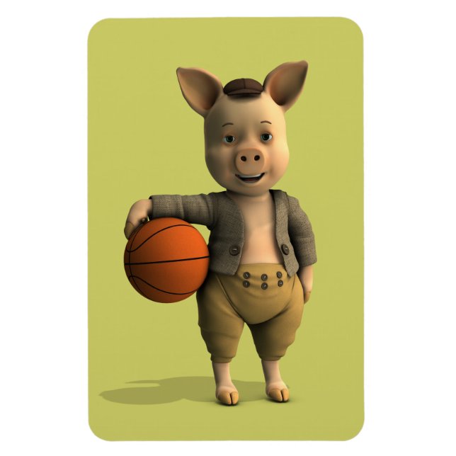 Basketballer Piglet Magnet (Vertical)