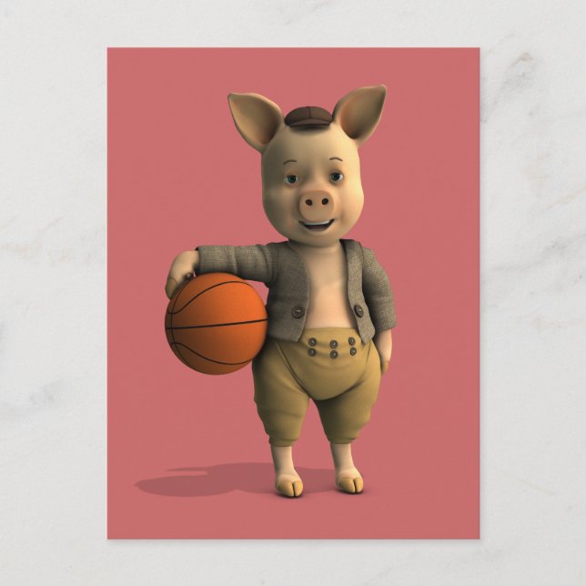 Basketballer Piglet Postcard (Front)