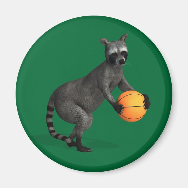 Basketballer Raccoon Magnet (Front)