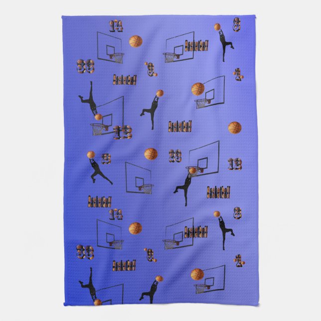 Basketballers Shooting Hoops, Kitchen Towel (Vertical)
