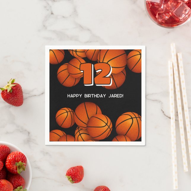 basketballs accent kids sports party napkins (Insitu)