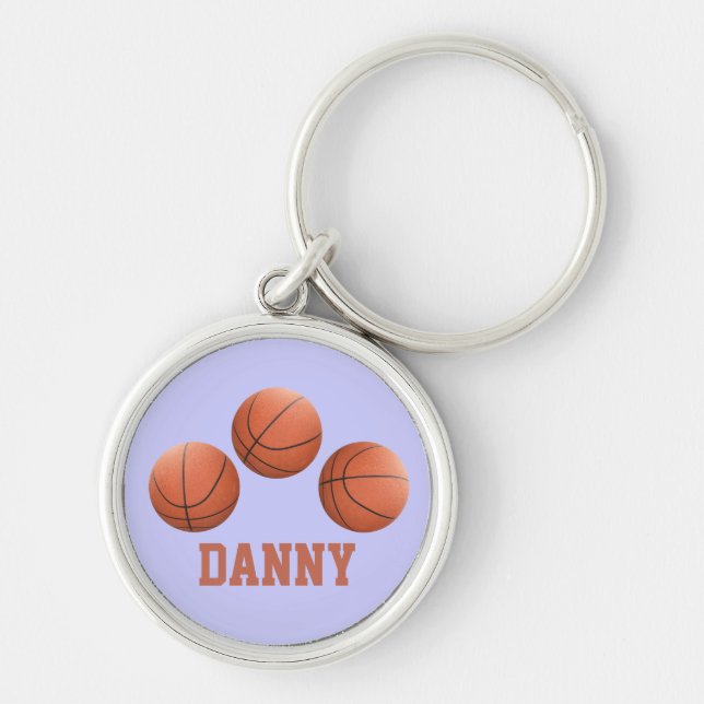 Basketballs in the Air Personalized Keychain (Front)