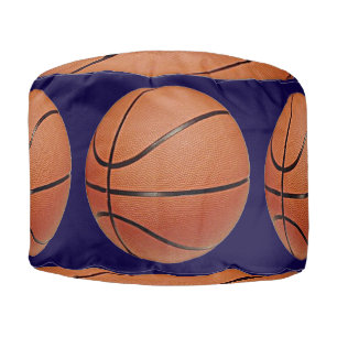 Basketballs on a Round Pouf