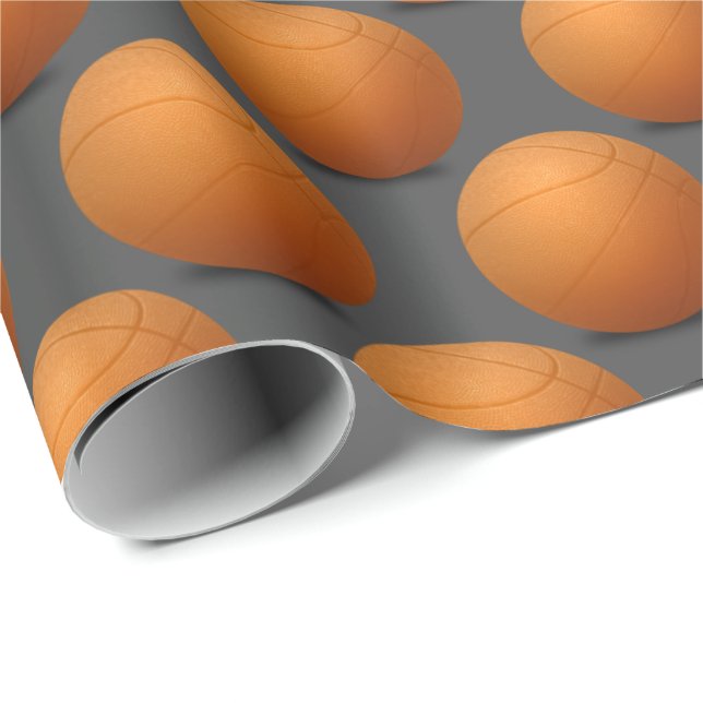 basketballs on dark gray wrapping paper (Roll Corner)