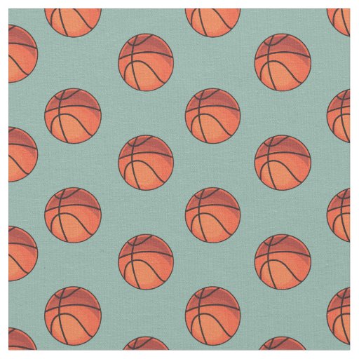 Basketballs on Dark Sage Green Fabric