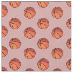 Basketballs on Dark Tea Rose Pink Fabric