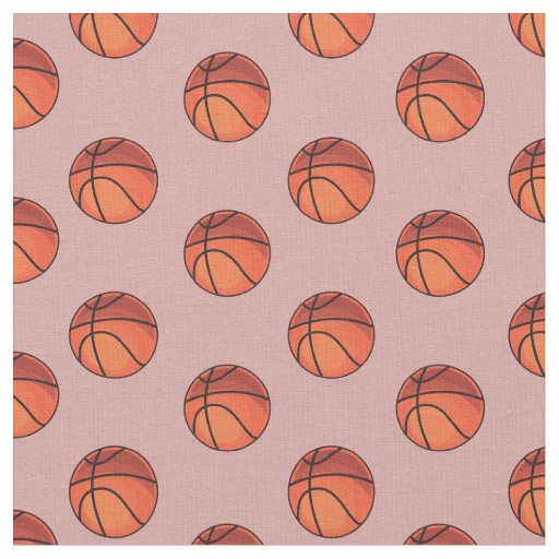 Basketballs on Dark Tea Rose Pink Fabric