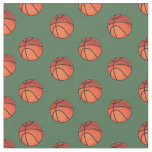 Basketballs on Green Fabric