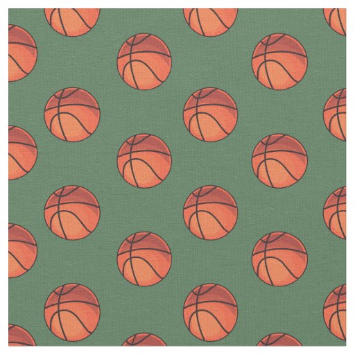Basketballs on Green Fabric
