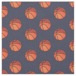 Basketballs on Navy Blue Fabric