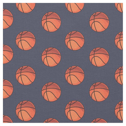 Basketballs on Navy Blue Fabric