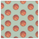 Basketballs on Sage Green Fabric