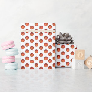 Basketballs on White Wrapping Paper