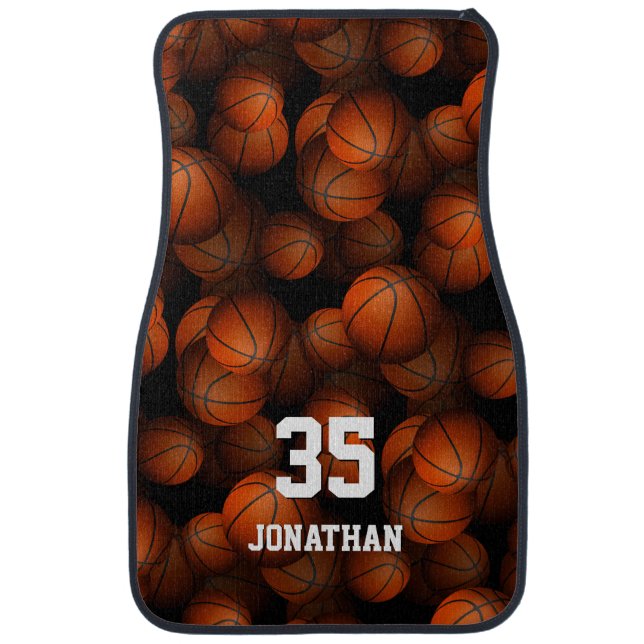 Basketballs pattern boys girls personalized car floor mat (Front)