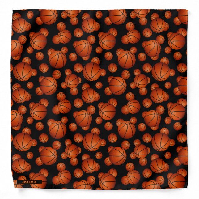 basketballs pattern boys girls sports personalized bandana (Front)