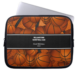 basketballs pattern coach gift w custom name laptop sleeve