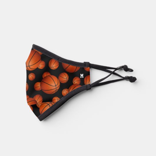 Basketballs pattern monogrammed premium face mask (Left)