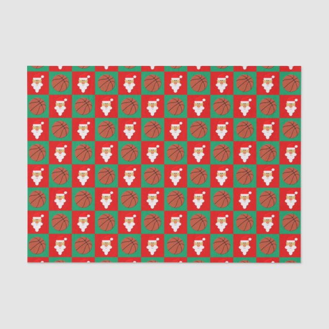 Basketballs & Santa Basketball Fan Christmas Gift Tissue Paper (Front)