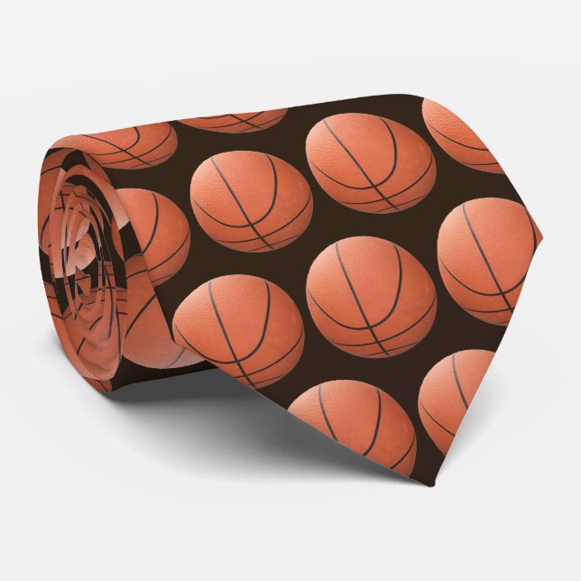 Basketballs Tiled Neck Tie (Rolled)