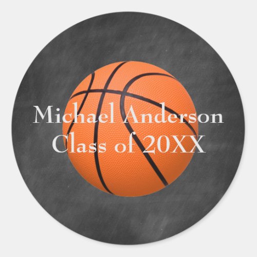 Basketbball on Chalkboard _ Graduation Sticker