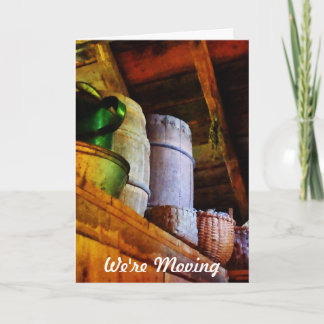 Baskets and Barrels in Attic - We're Moving Card