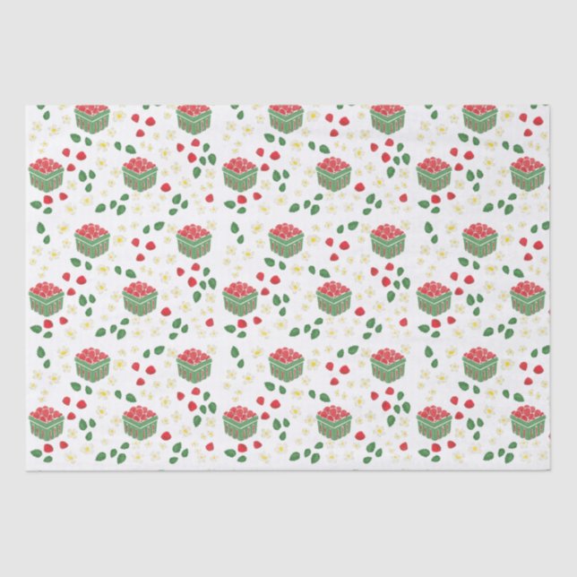 Baskets of Berries Strawberry Flowers Summer  Tissue Paper (Front)
