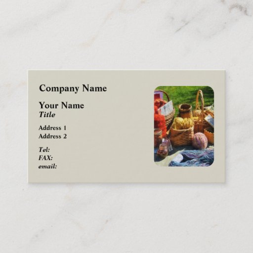 Customizable Baskets of Yarn at Flea Market Business Card Template