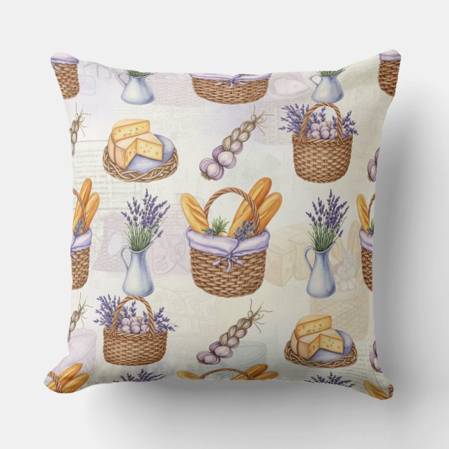  Baskets with Bread and Cheese by Natasha Us   Throw Pillow (Front)