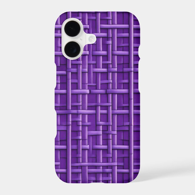 basketweave pattern in regal purple iphone case (Back)
