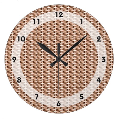 Basketweave Tan Diagonal Weave Wallclocks