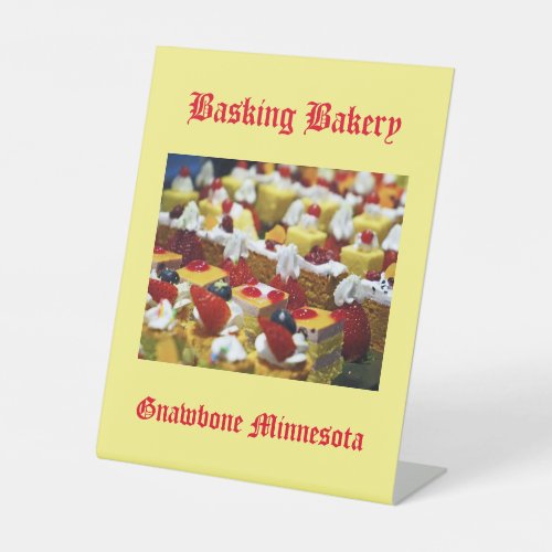 Basking bakery Gnawbone Minn fictional business Pedestal Sign