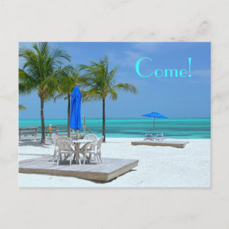 BASKING IN BAHAMA BEAUTY:"COME!" POSTCARD