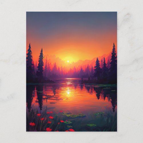 Basking in the Orange and Purple Sunset Light Postcard