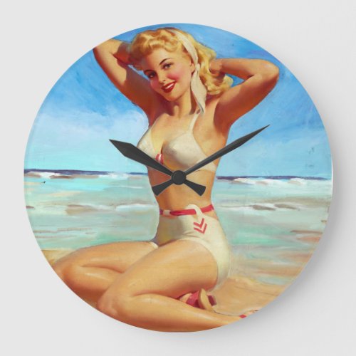 Basking on the Beach Pin Up Large Clock