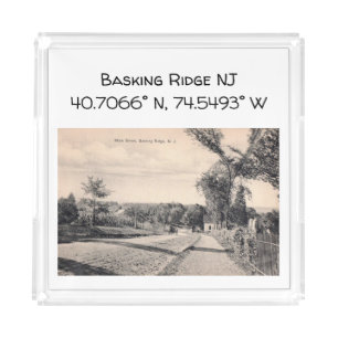 Basking Ridge NJ Map Coordinate 1906 Vintage Style Acrylic Tray