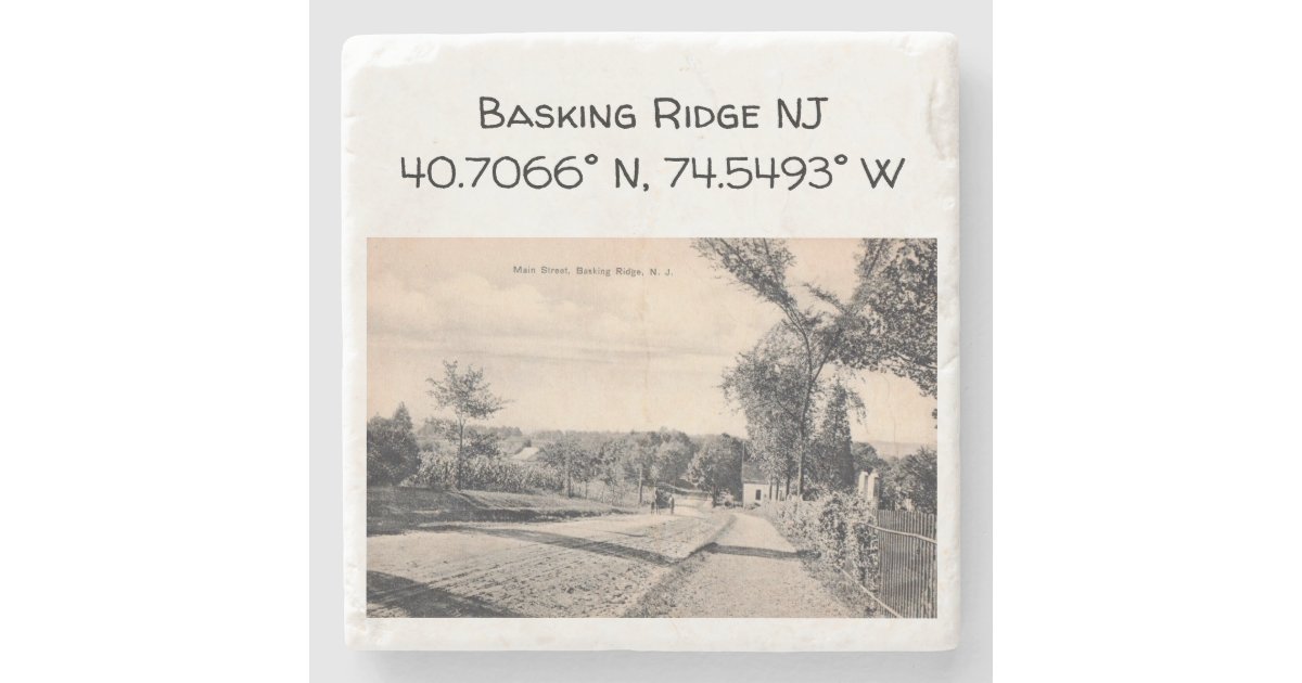 Basking Ridge NJ Map Coordinate 1906 Vintage Style Stone Coaster | Zazzle