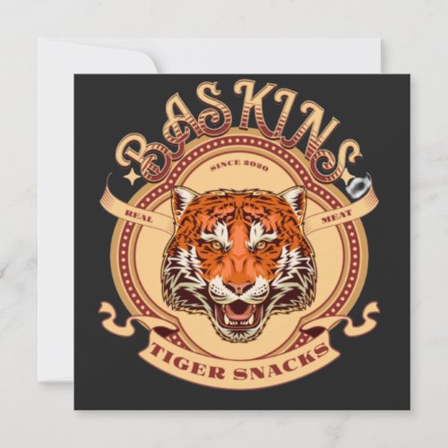 Baskins Real Meat Tiger Snacks Vintage Sign T_Shir Card