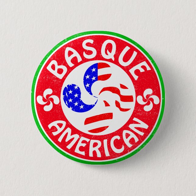 Basque American Euskara Lauburu Cross Button (Front)
