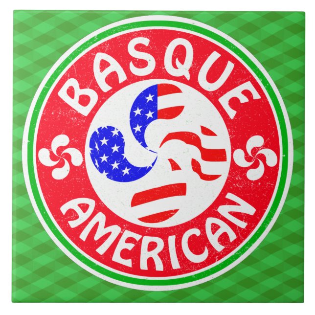 Basque American Euskara Lauburu Cross Ceramic Tile (Front)
