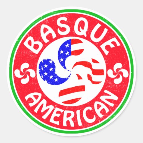 Basque American Euskara Lauburu Cross Classic Round Sticker
