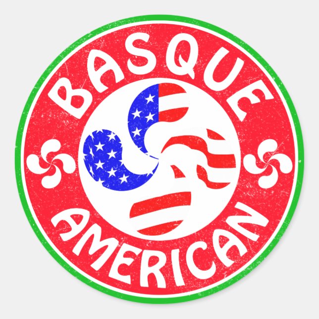 Basque American Euskara Lauburu Cross Classic Round Sticker (Front)