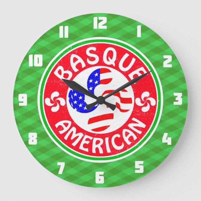 Basque American Euskara Lauburu Cross Clock (Front)
