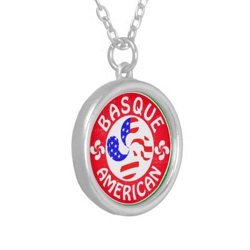Basque American Euskara Lauburu Cross Silver Plated Necklace